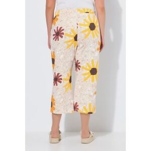 NWT Ulla Popken Pure Sunflower Print Cropped Wide Leg Pants Plus Size 24 Fun